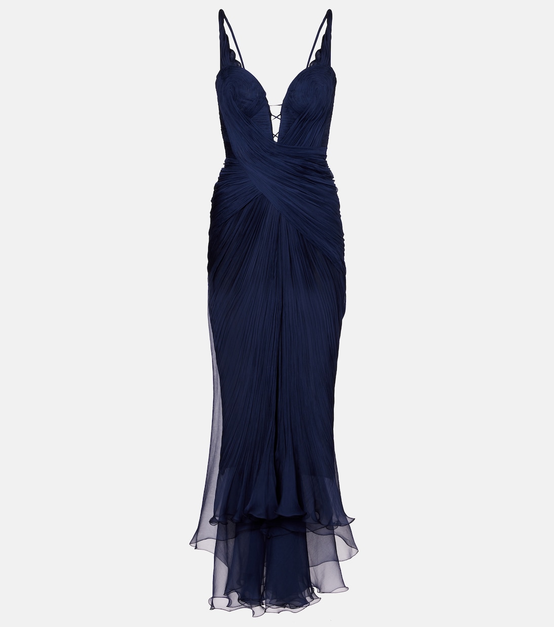 

Шелковое платье Corinna с драпировкой Maria Lucia Hohan, темно-синий