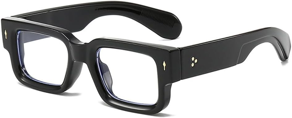 

Квадратные солнцезащитные очки для мужчин с заклепками, прозрачные линзы с голубым градиентом, защита от УФ-излучения UV400, женские солнцезащитные очки в стиле панк DSVIGF, Black Clear