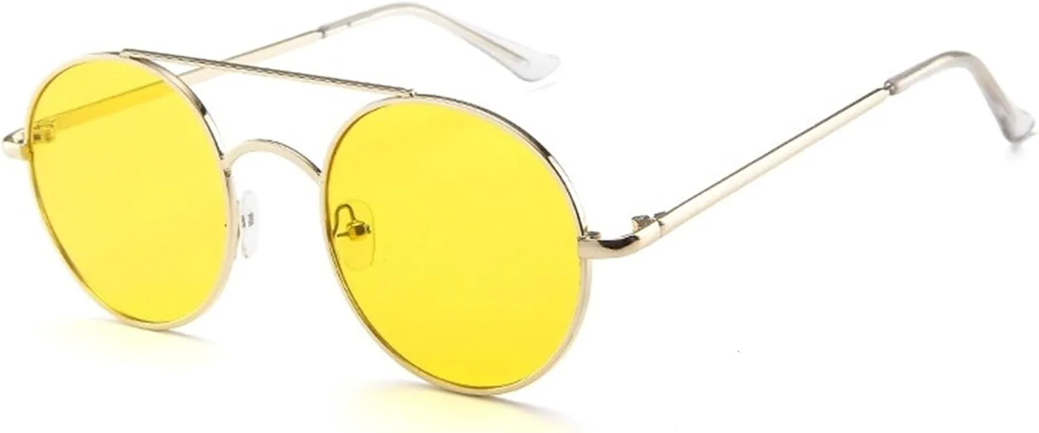 

Женские солнцезащитные очки в металлической круглой оправе для активного отдыха и покупок, мужские солнцезащитные очки для поездок на работу Generic, Yellow