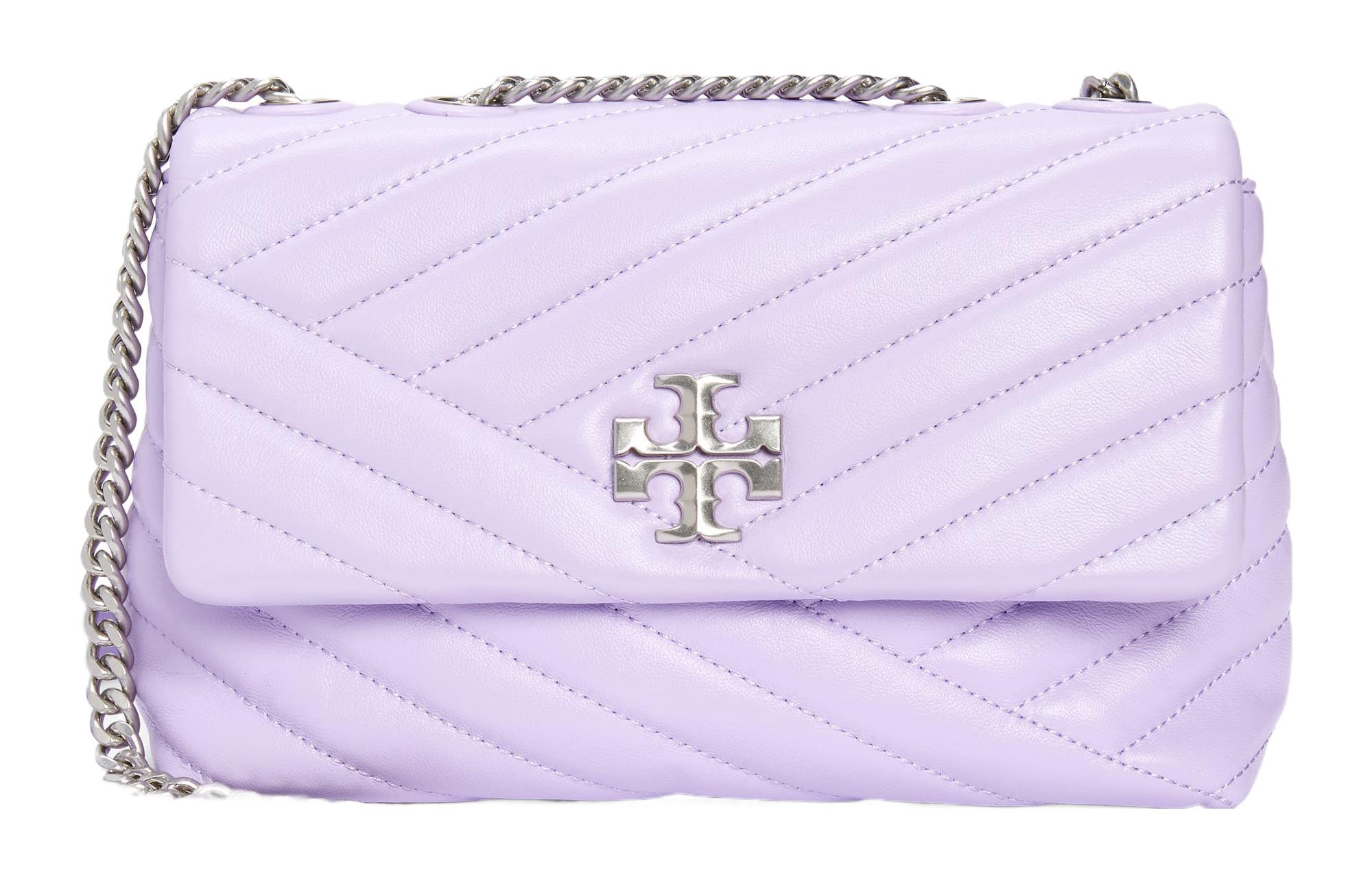 

Сумка Kira через плечо из кожи, маленькая женская фиолетовая TORY BURCH