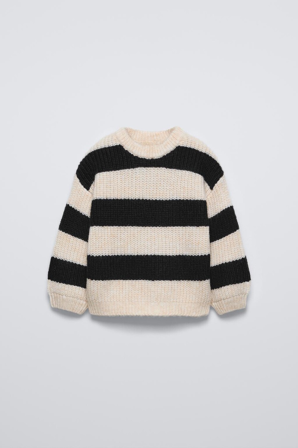 

Вязаный свитер ZARA, экрю/черный