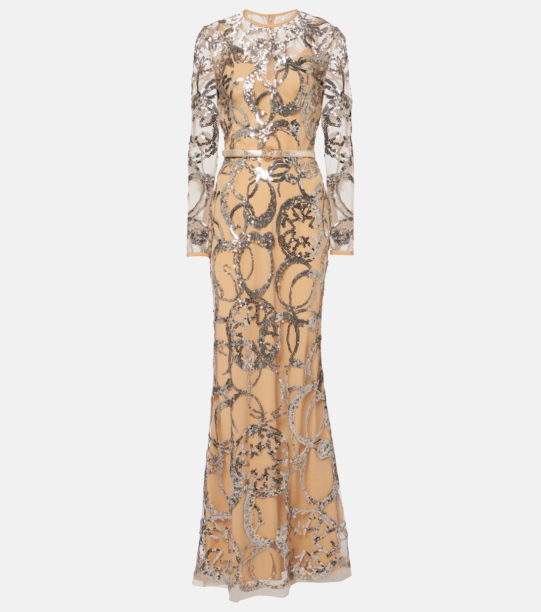 

Платье из прозрачного тюля с пайетками Elie Saab, Gold And Silver