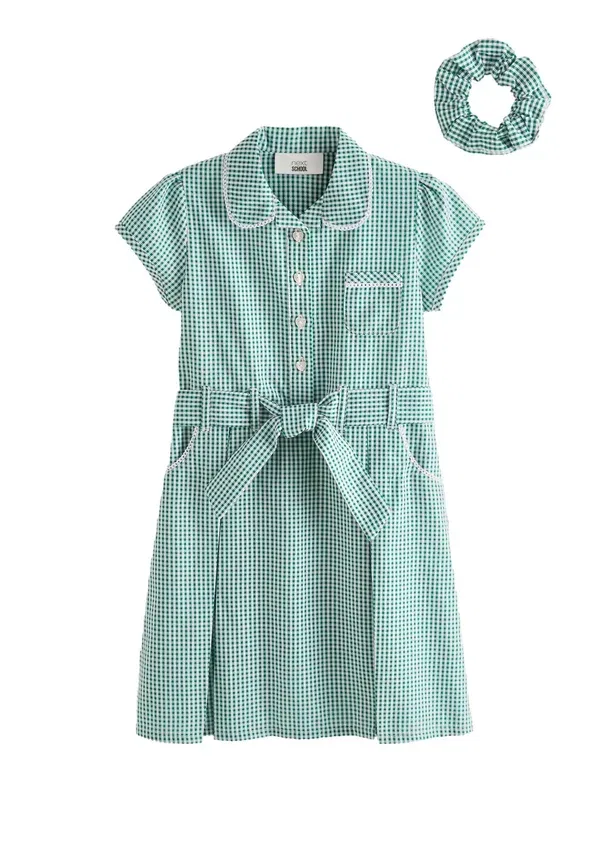 Платье-рубашка с бантом Gingham Next, зеленый