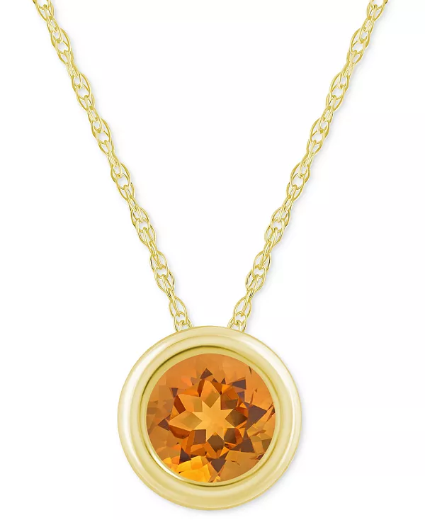

Круглое ожерелье с подвеской 18 дюймов из 10-каратного желтого золота (также из 10-каратного белого золота) с драгоценными камнями Macy'S, citrine/gold