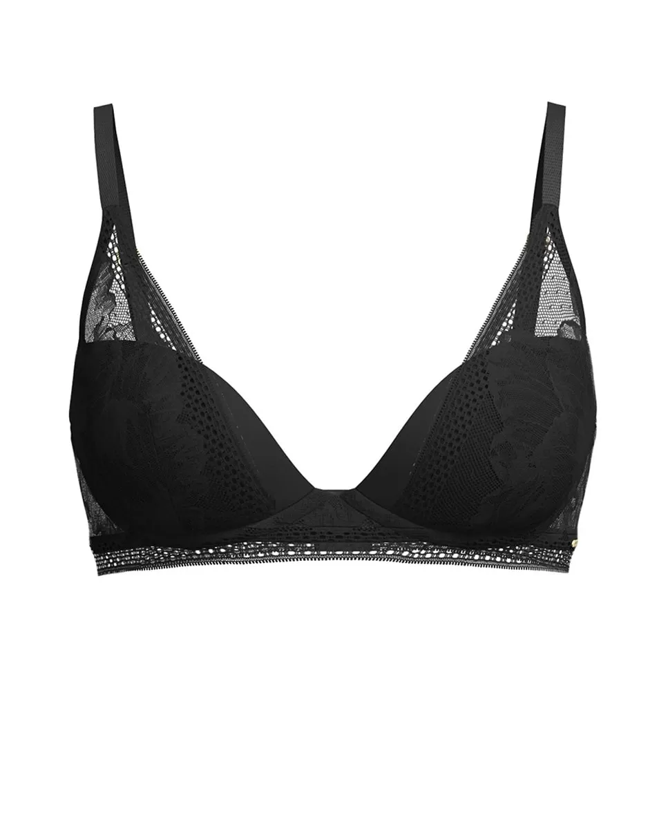 

Бюстгальтер с фиксированными чашками и вырезом, покрытый черной микрофиброй, с регулируемыми бретелями Boss