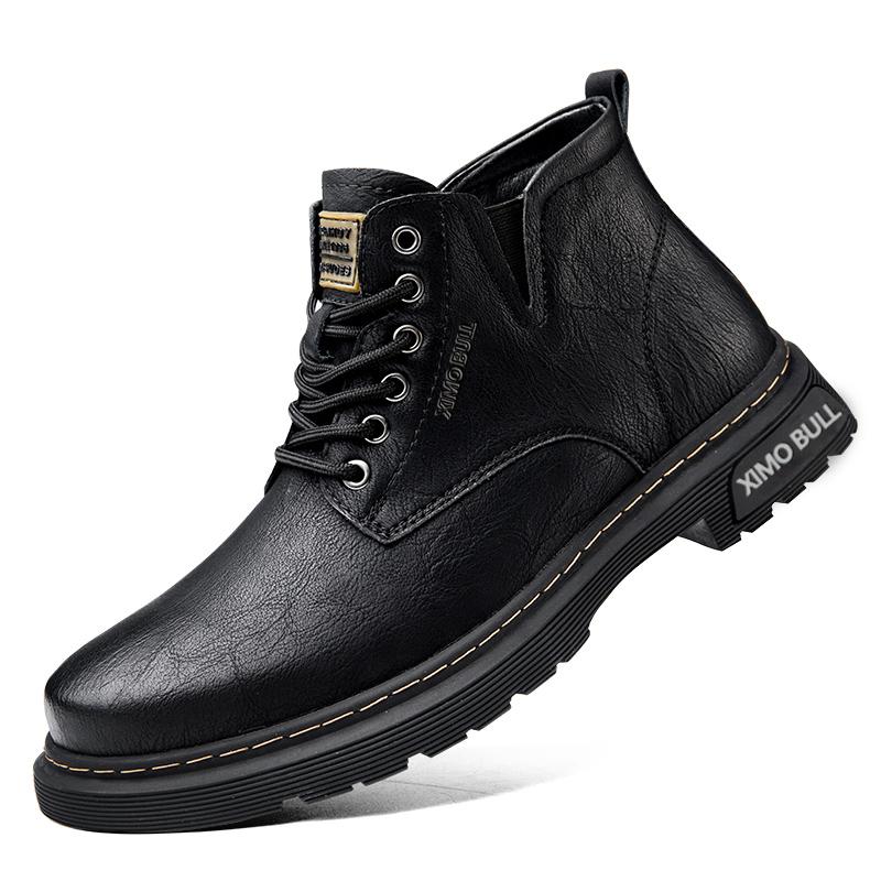 

XIMO BULL Мужские ботинки Martin черные с черной флисовой подкладкой, цвет Black Fleece-Lined