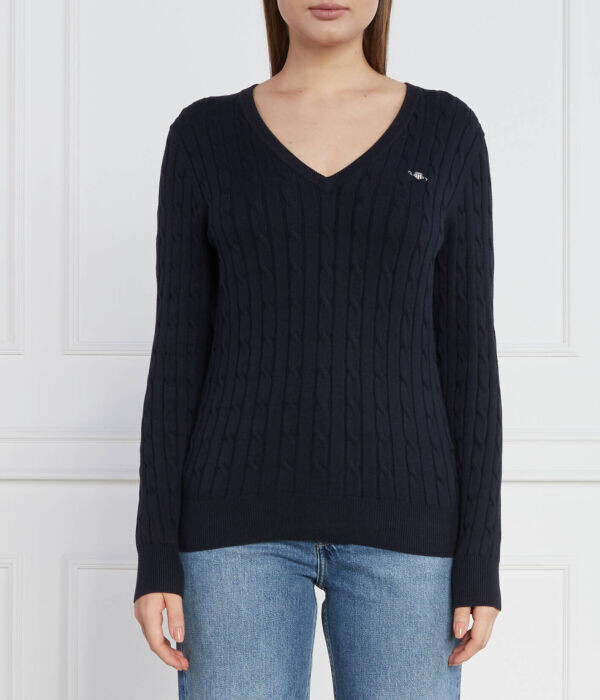 

Свитер Gant Regular Fit с V-образным вырезом, синий