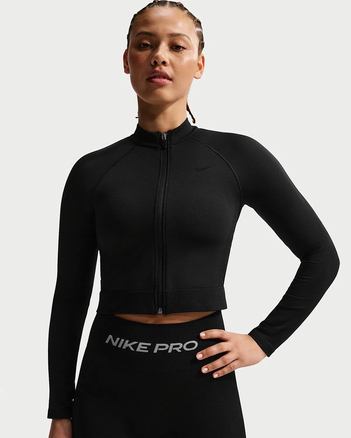 Женская тренировочная куртка на молнии Nike Pro Seamless, Black