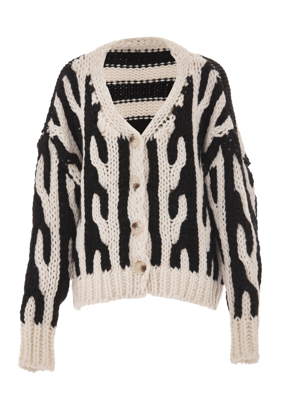 

Вязаный кардиган ebeeza Knit Cardigan, цвет beige/black