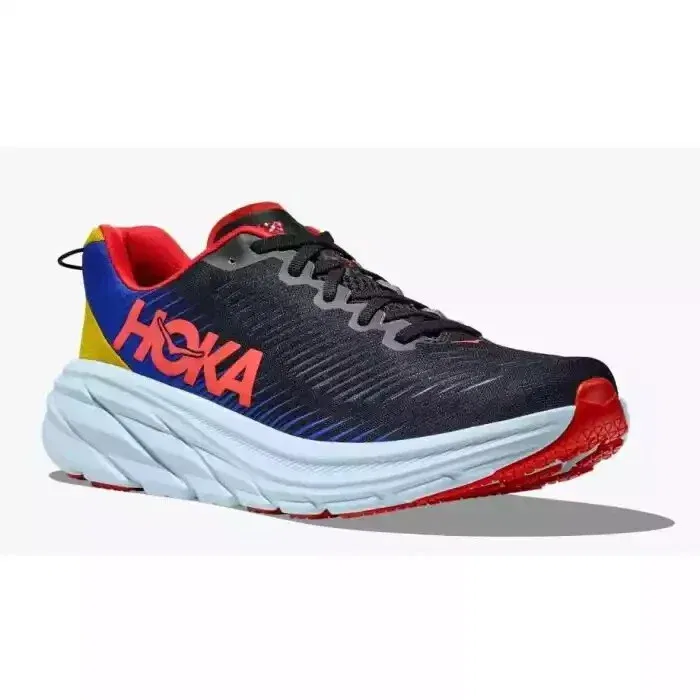 Кроссовки Hoka One One Rincon 3 1119395-BDGB, черные с ослепительно-синим рисунком — фото 4
