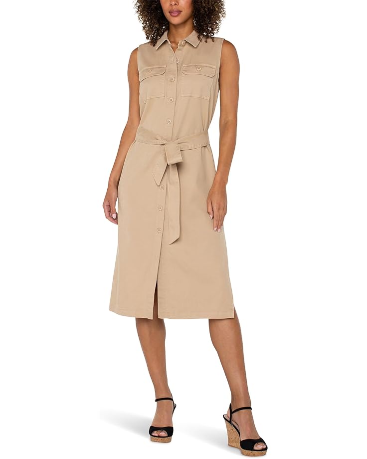 

Платье Liverpool Los Angeles Sleeveless Shirt Dress With Slits, цвет Cappuccino