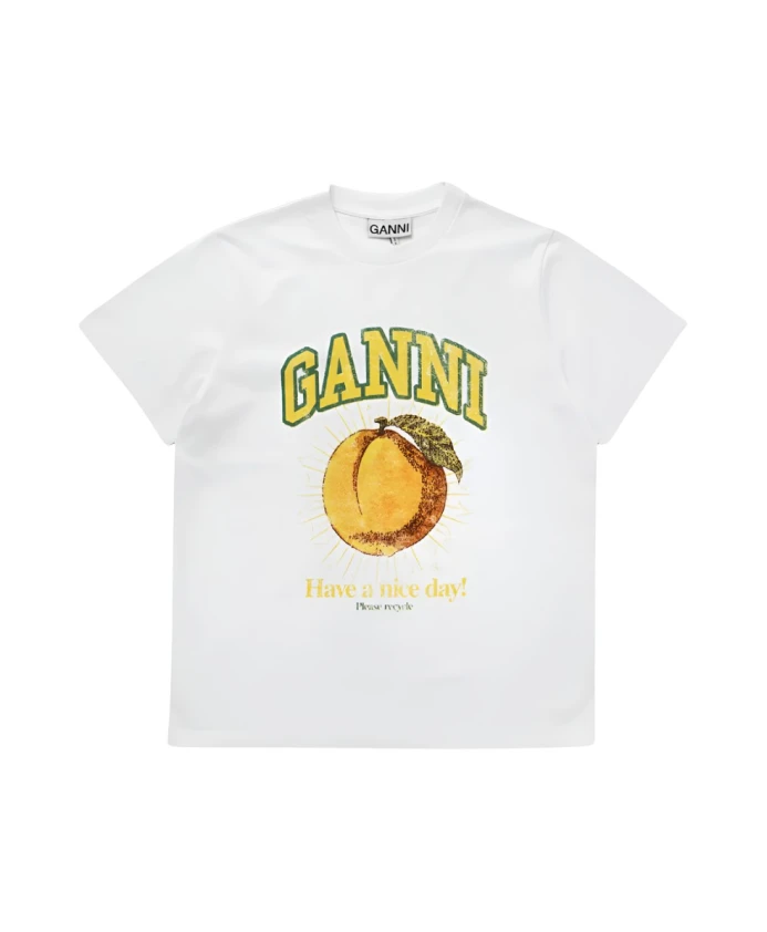 

Персиковая футболка из джерси Ganni, белый