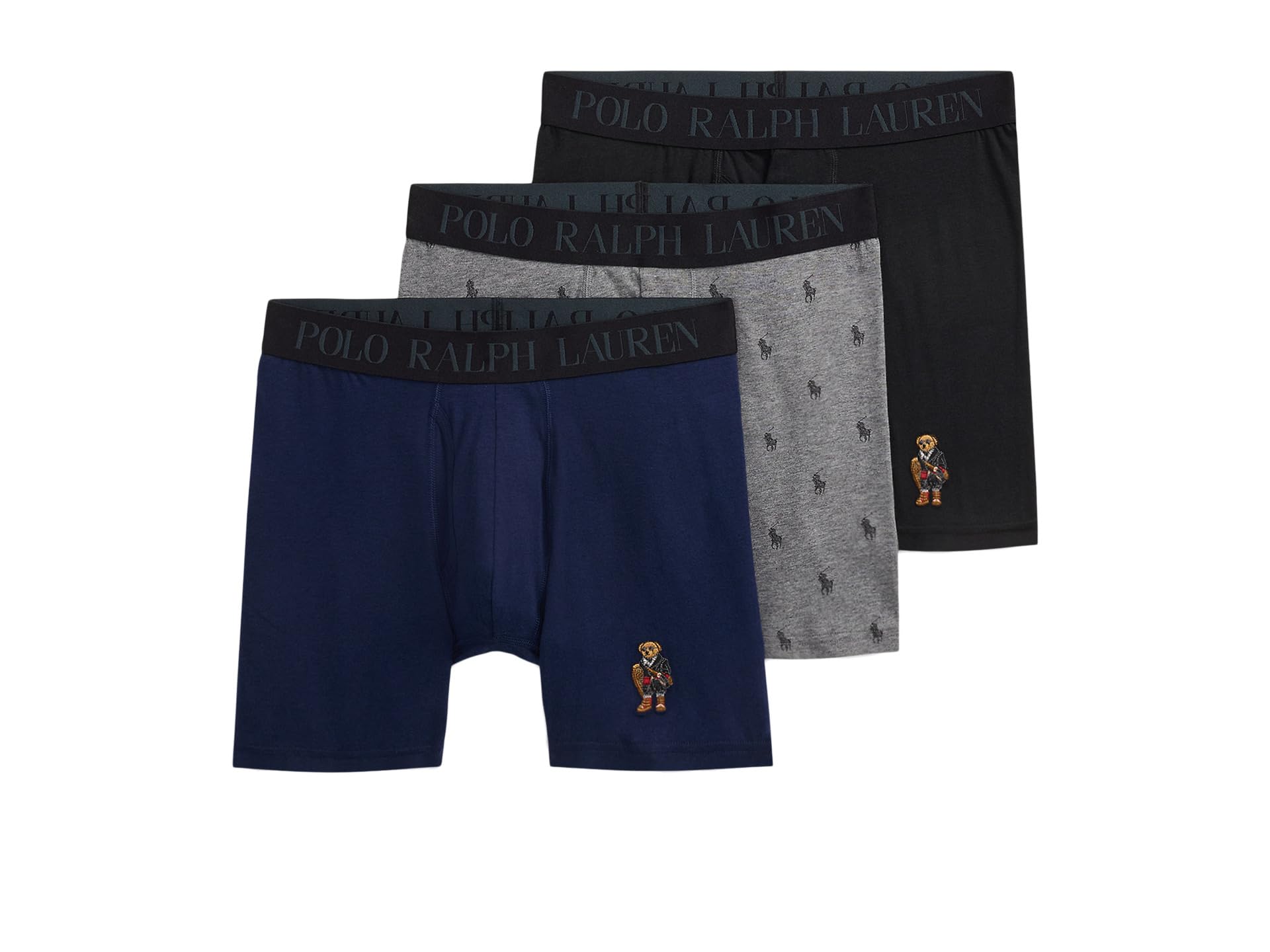 

Трусы-боксеры Polo Ralph Lauren Bear Boxer Brief 3-Pack, цвет Cruise Navy/Charcoal Heather Polo Black AOPP/Polo Black