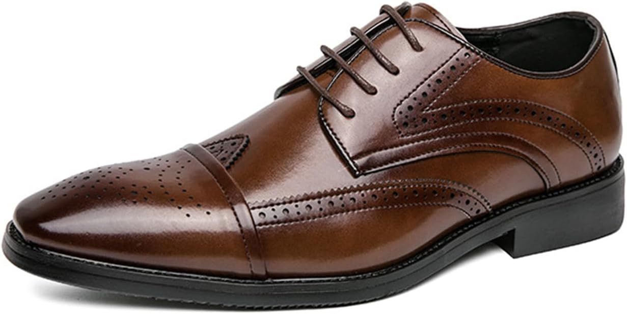 

Мужские классические туфли на шнуровке, броги дерби, удобная школьная обувь для мальчиков и подростков для работы, вечеринок и свадеб Kyoescai, коричневый