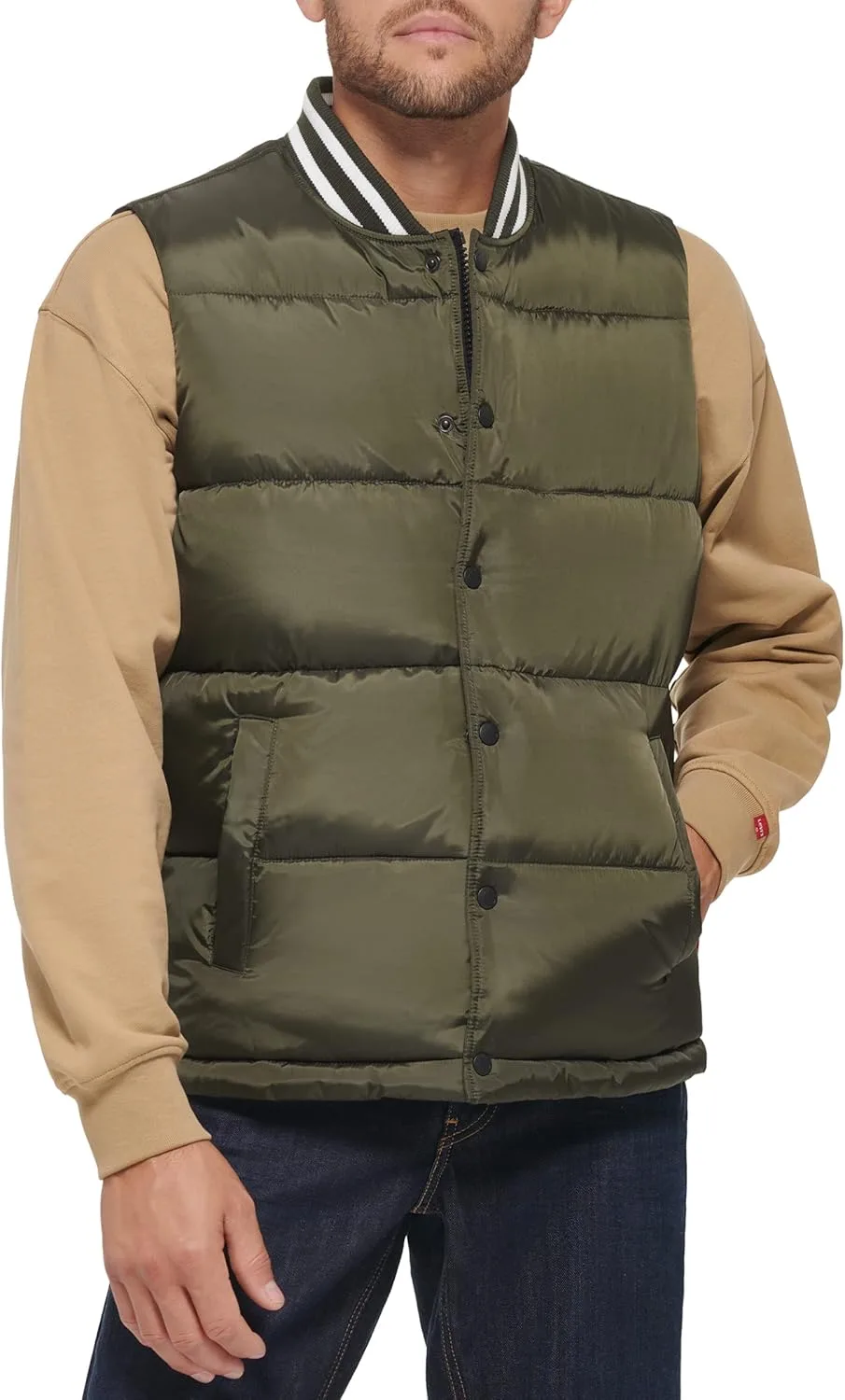 Мужская пуховая куртка Levi's Varsity, оливковый