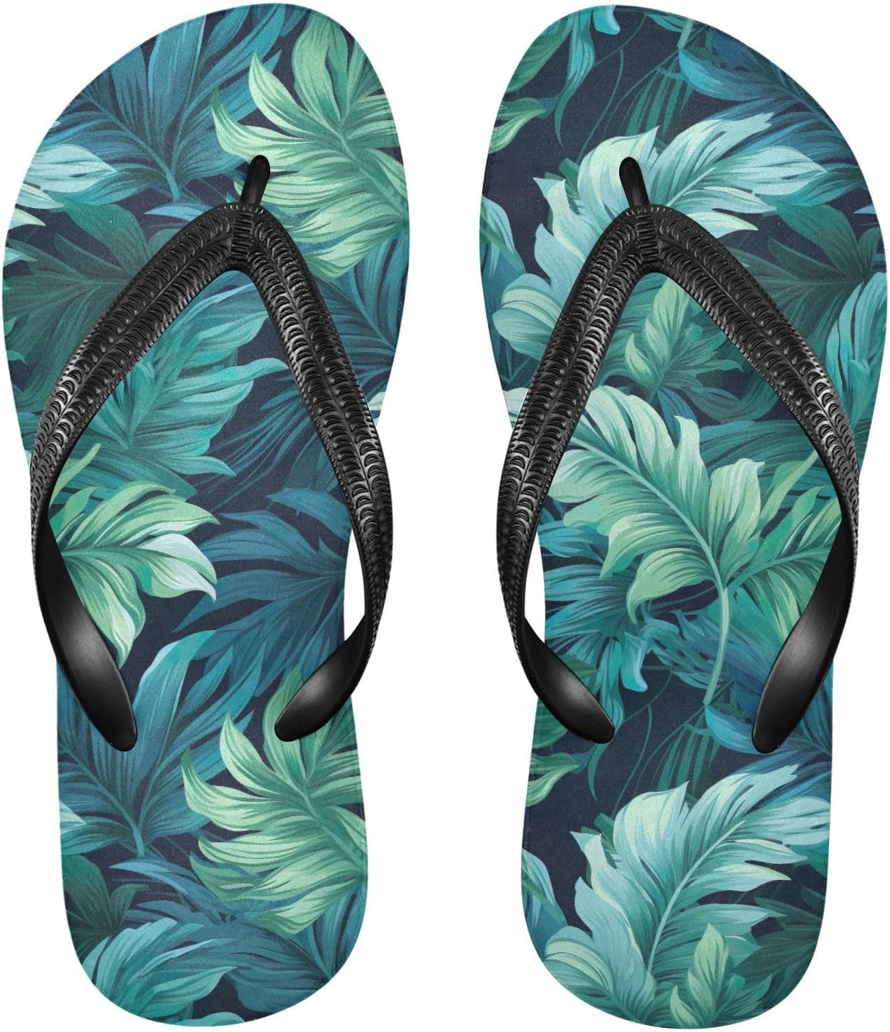

SPRIPORT Тропические зеленые пальмы Женские и мужские тонкие шлепанцы, удобные повседневные вьетнамки с амортизирующей стелькой, нескользящей резиновой подошвой, для ванной, душа, прогулок, пляжа и лета