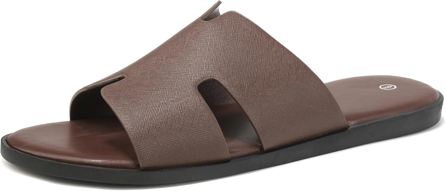 

Мужские летние сандалии SoleilSandal из кожи, удобные сандалии на плоской подошве с мягкой стелькой из мемори-пены, резиновая подошва, нескользящие, повседневные модные шлепанцы, Sienna