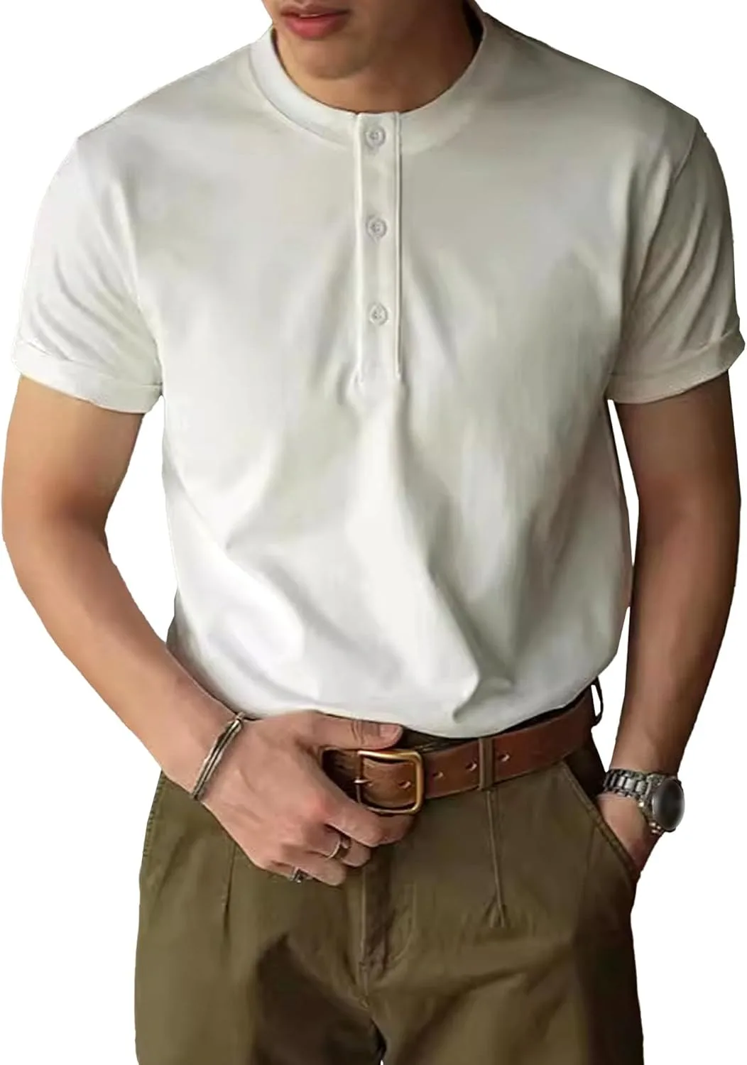 

Футболка мужская Henley с манжетами, спортивная, дышащая Maiyifu-GJ