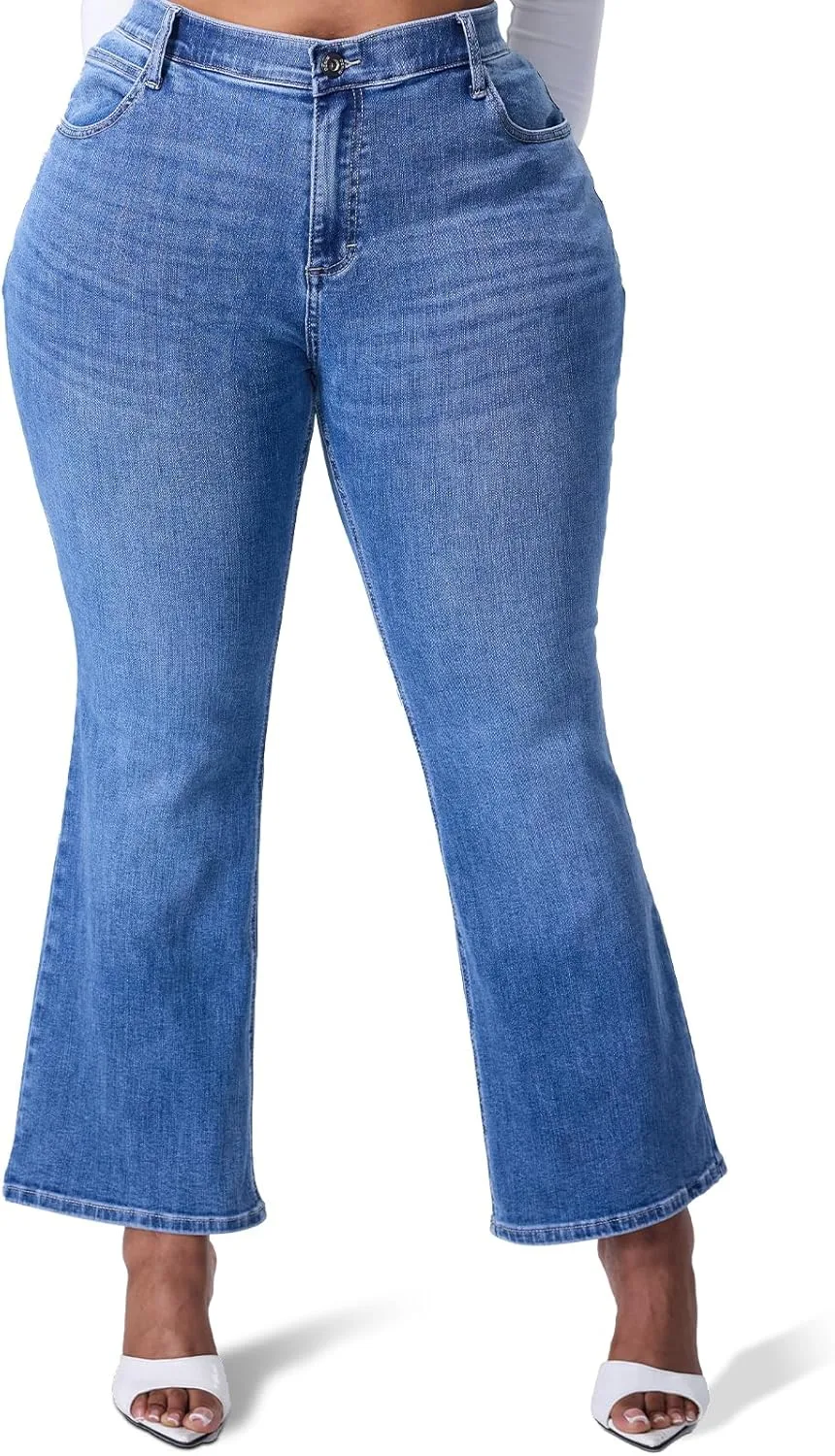 

Женские джинсы High Rise Plus Size Ultra Lux Comfort Flare с карманами HOOZSAA