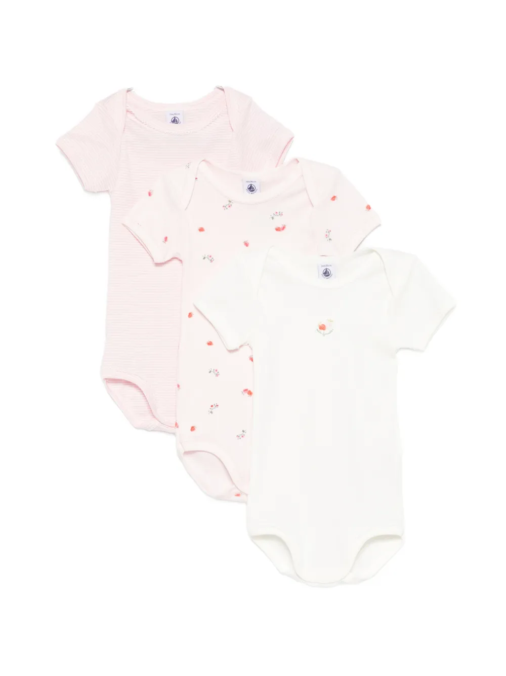 Комплект боди из хлопка (набор из трех) Petit Bateau, розовый