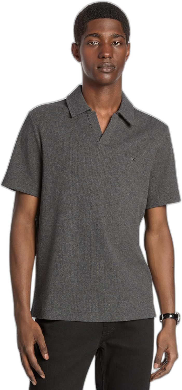 

Michael Kors мужская короткая рубашка-поло с ребристым воротником Johnny, Charcoal Melange, Черный, Michael Kors мужская короткая рубашка-поло с ребристым воротником Johnny, Charcoal Melange
