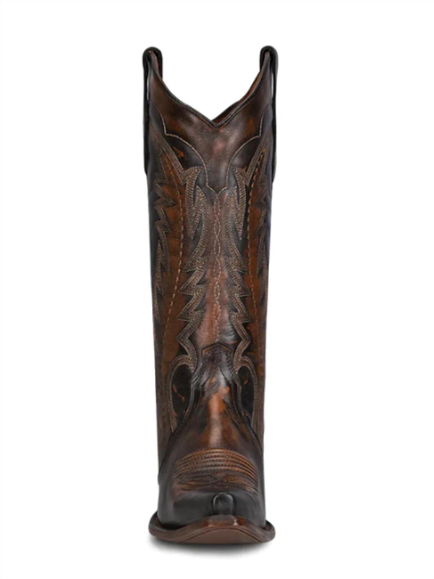 Женские ботинки Triad Western Boots с зауженным носком коричневого/бежевого цвета Circle G — фото 2