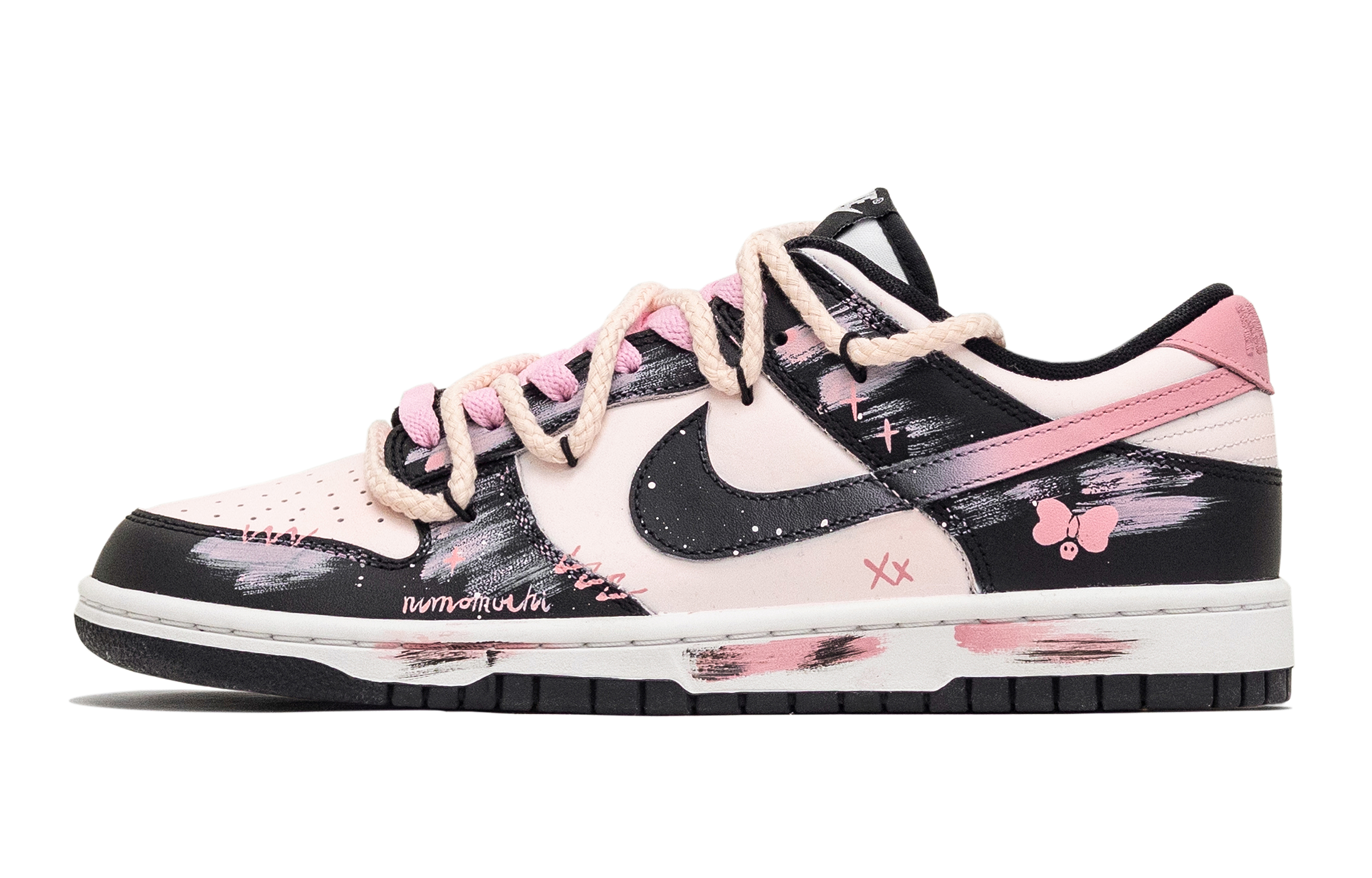 

Nike Кроссовки для скейтбординга Dunk Butterfly с переливающимся антискользящим покрытием, износостойкие, низкие, мужские, черно-розовые