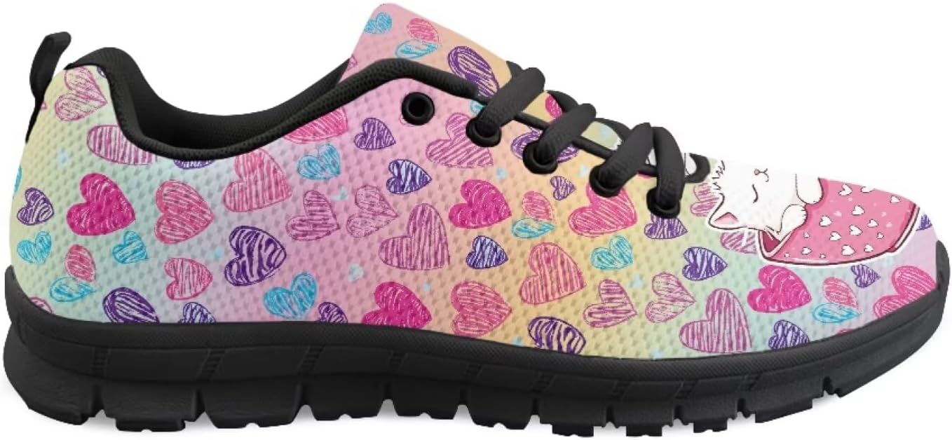 

Кроссовки с американским флагом для мужчин и женщин, кеды, обувь на 4 июля, легкие беговые и теннисные кроссовки для фитнеса Getelinseng, Funny Cat Love Heart