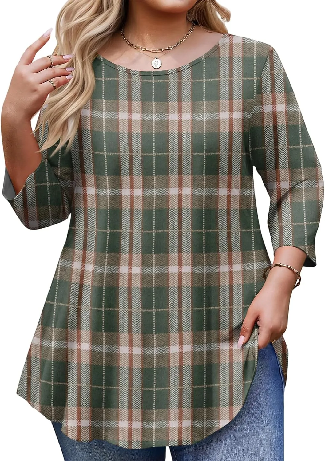 

Женская футболка с коротким рукавом, Crew Neck, однотонная, Plus Size UDAUDU