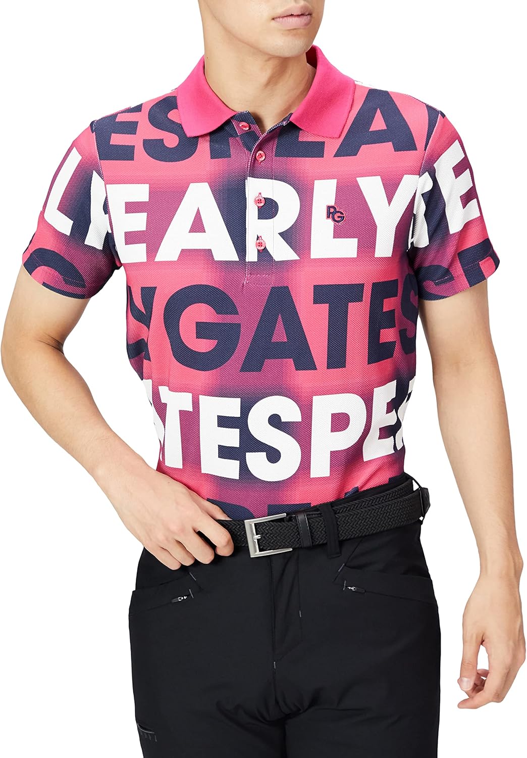 

Мужская поло-рубашка с коротким рукавом Parly Gates 053-2260807 (в клетку с крупным логотипом) / для гольфа Pearly Gates, бежевый/темно-синий