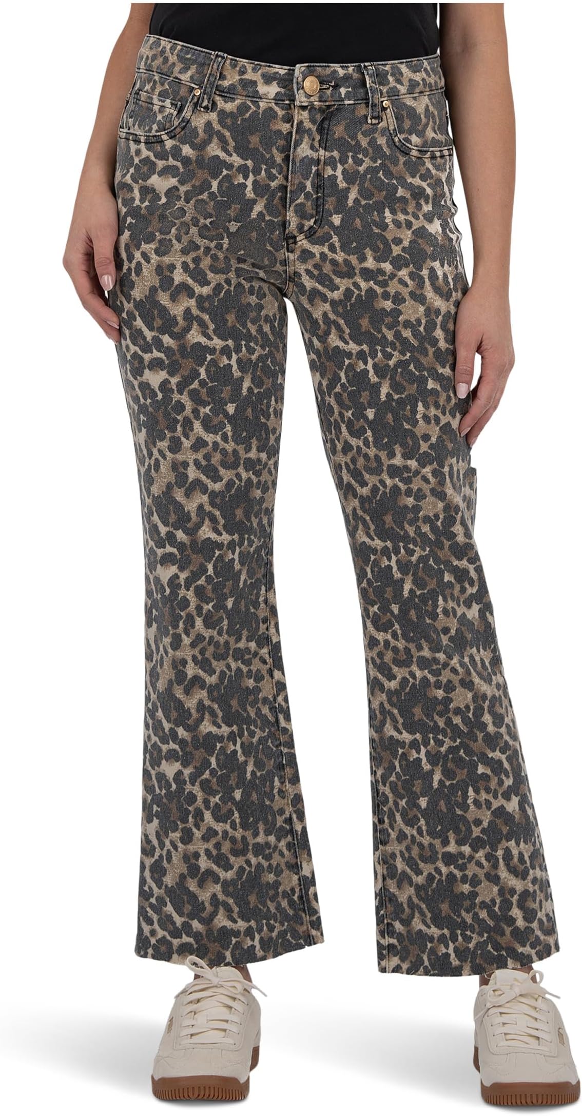 

Брюки KUT from the Kloth Kelsey High-Rise Ankle Flare With Raw Hem, Tan/Brown