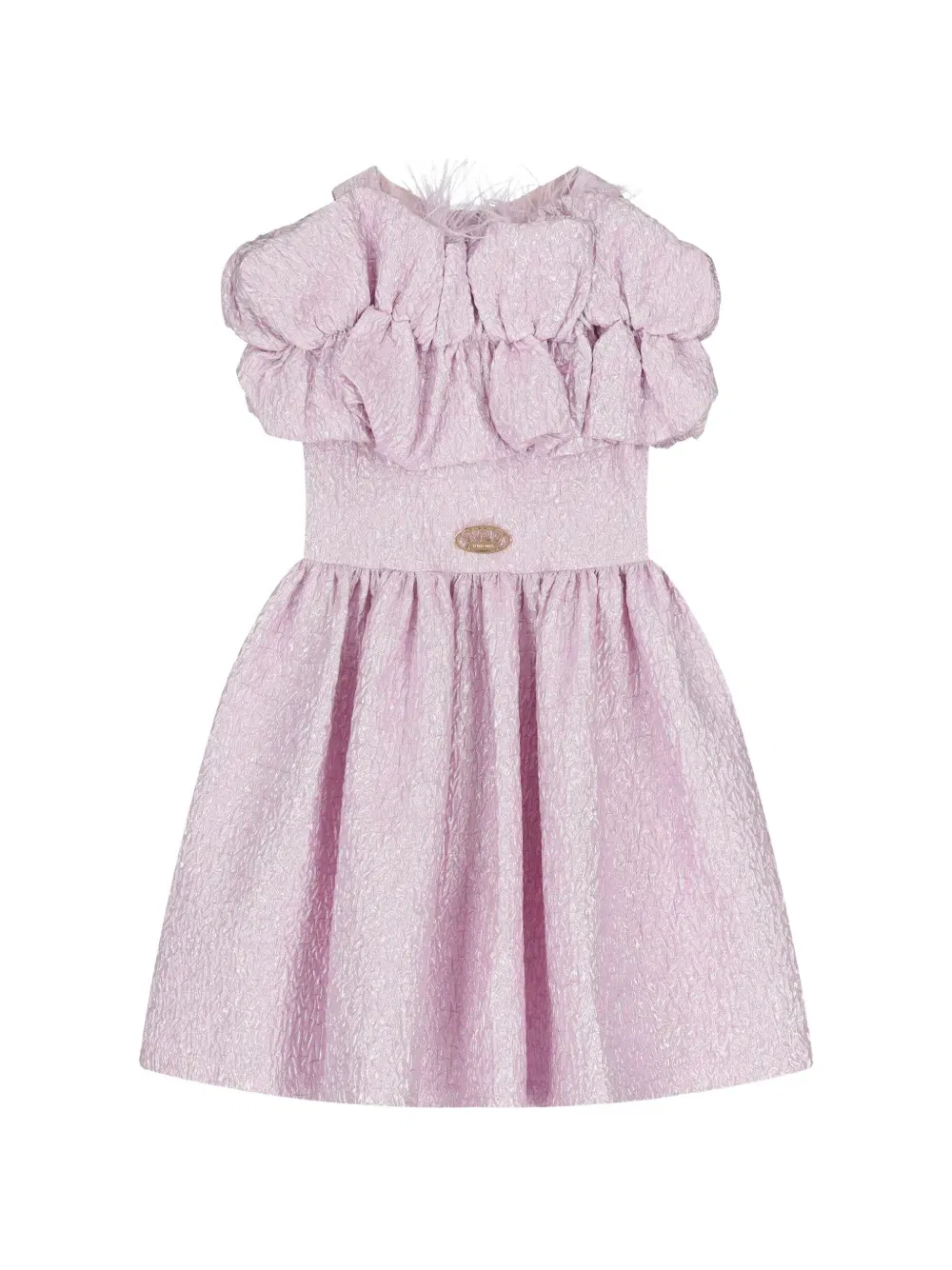 Платье с оборками и перьями Escada Kids, фиолетовый