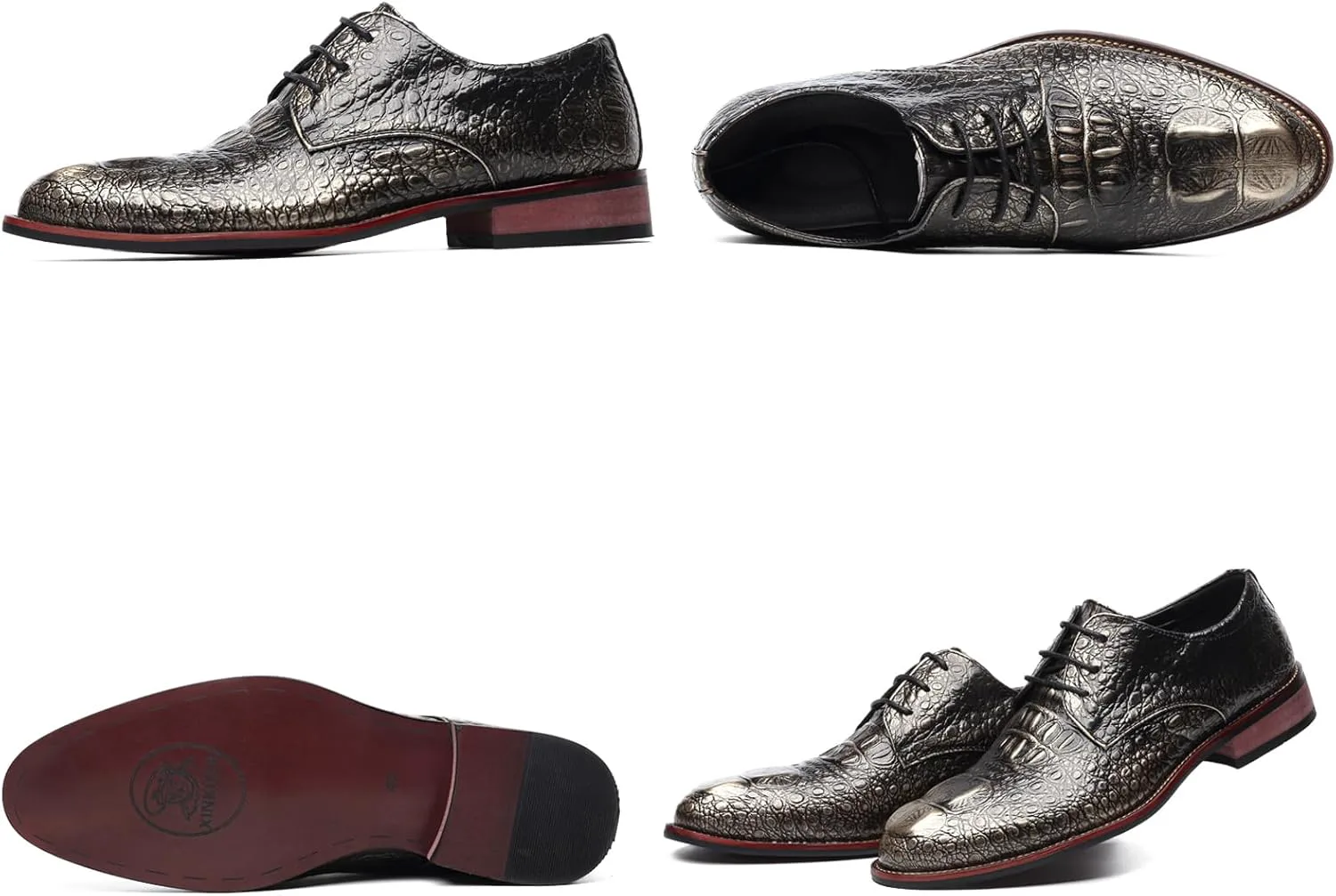 

Мужские классические туфли с шнуровкой из кожи аллигатора, мужские оксфорды с круглым носком и принтом под крокодила, классические деловые формальные дерби для мужчин SYNTHESIS, красный