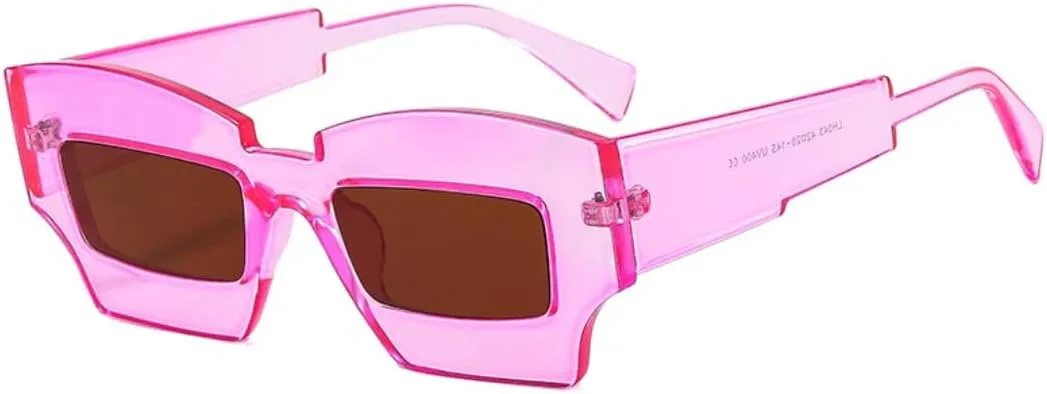 

Модные солнцезащитные очки Polygon для женщин и мужчин, винтажные панк-очки, хип-хоп, для активного отдыха, с защитой от УФ-излучения UV400 TKKTLLT, Pink Brown