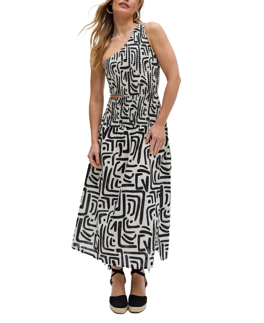 

Женское джазовое трикотажное платье миди с одним плечом и принтом Уорхола Raffya, Black