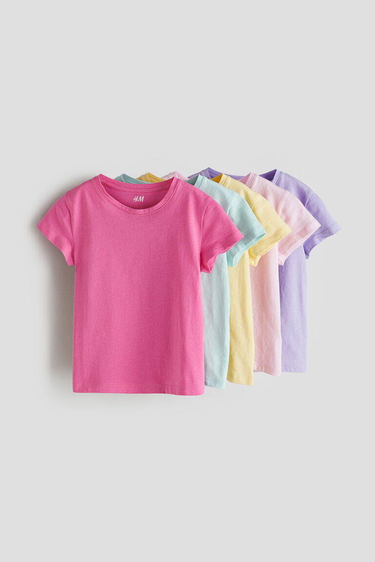 

5 пар хлопковых футболок H&M, розовый