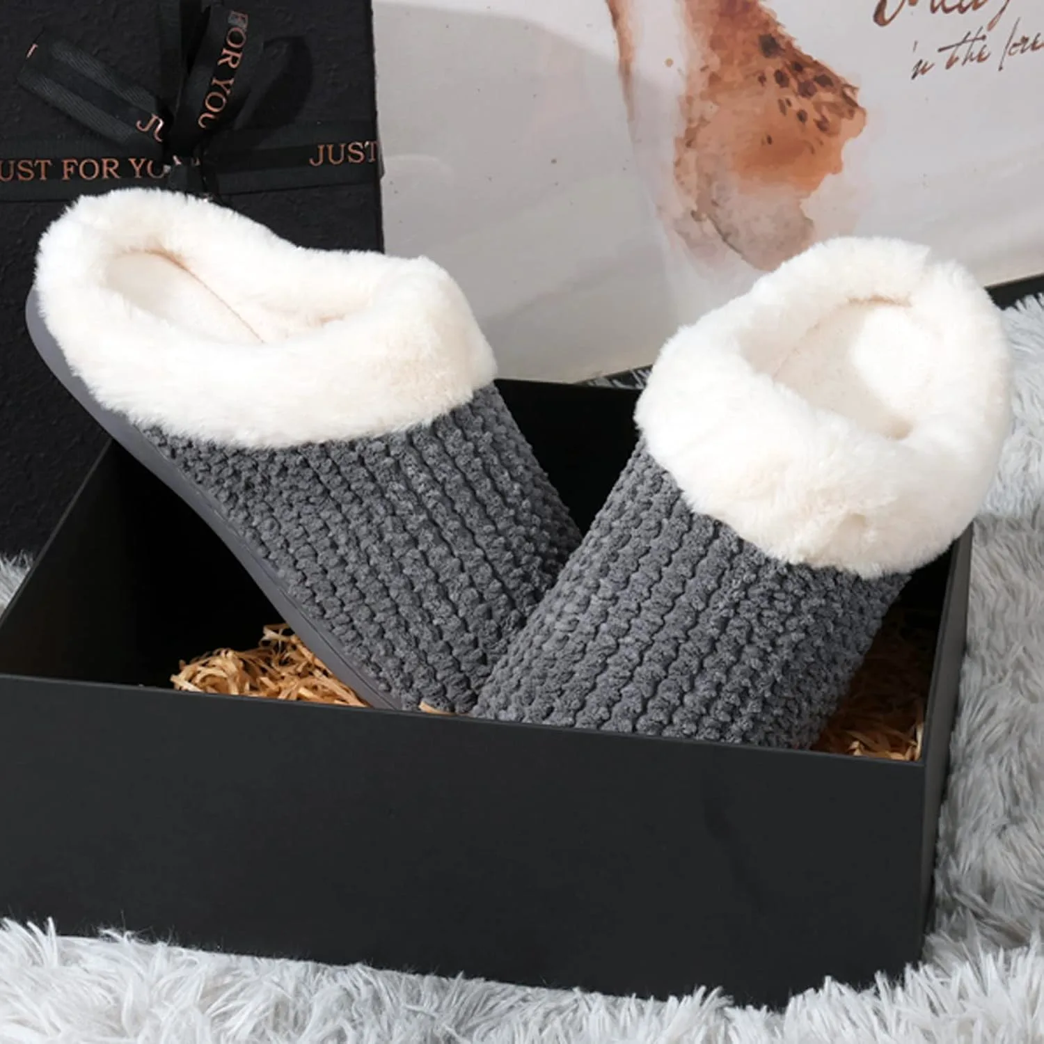 Женские домашние тапочки WateLves Comfort с эффектом памяти, мягкой подкладкой, для дома и улицы, темно-серый — фото 3
