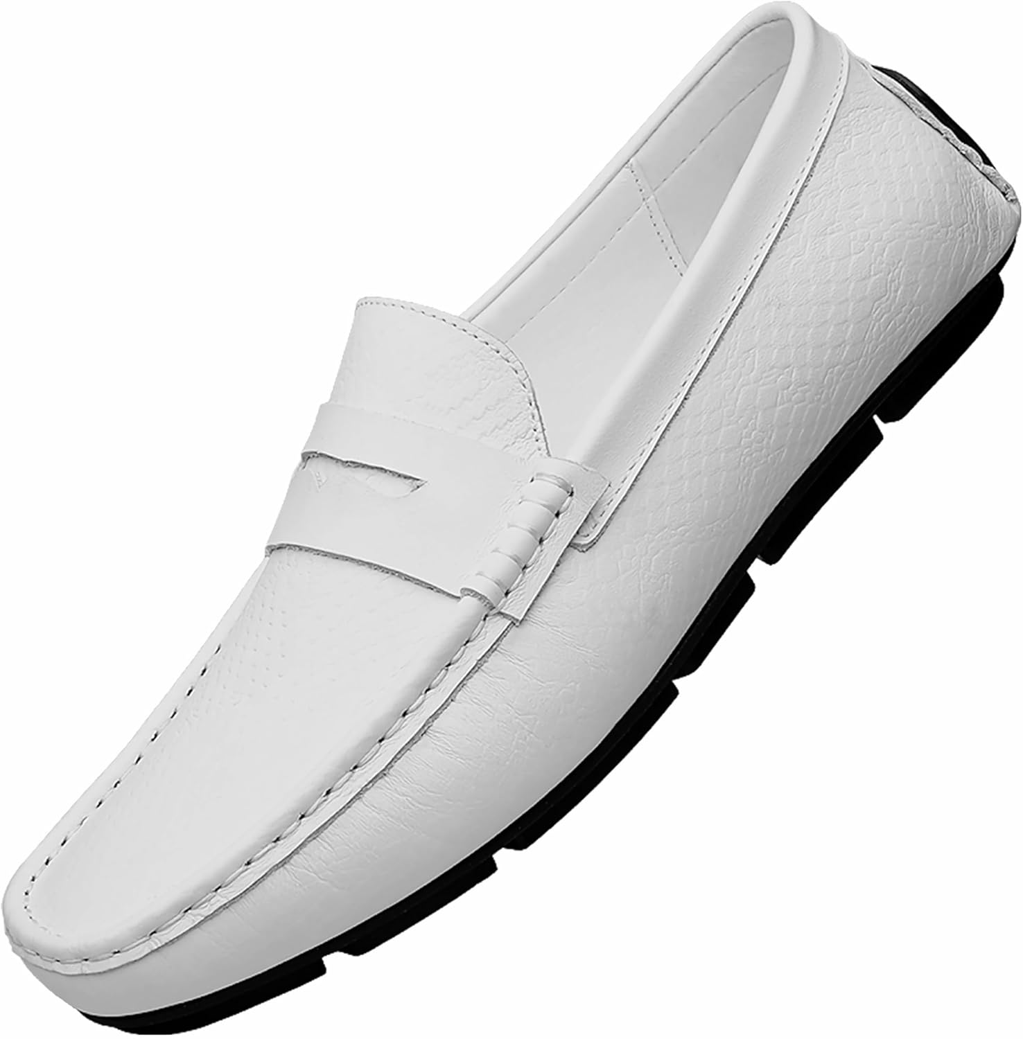 

Мужские кожаные мокасины для вождения слипоны с декоративной вставкой, легкая повседневная обувь Laximu, белый