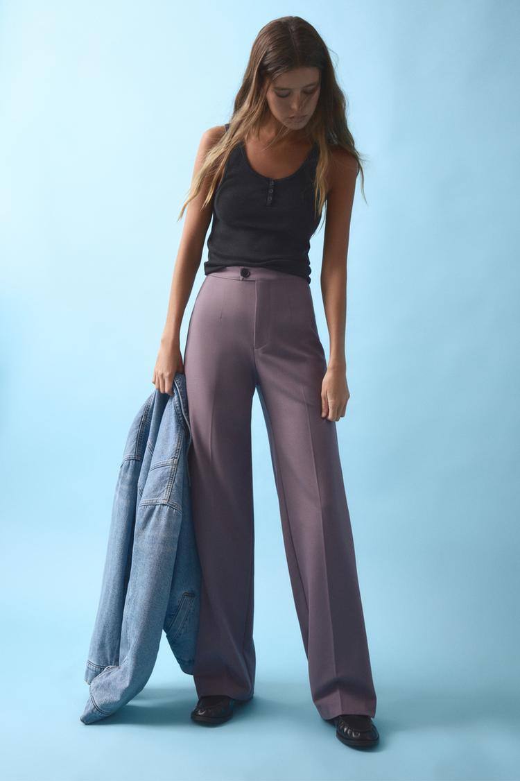 

Удобные брюки с высокой талией Pull And Bear, сиреневый