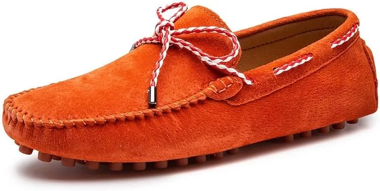 Мокасины замшевые мужские Driving Loafers, оранжевый SayfuR