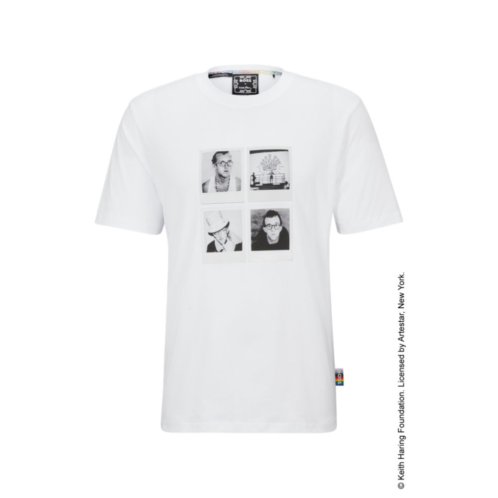 

Футболка BOSS x Keith Haring с нейтральным гендерным признаком и фотографическим рисунком, белый