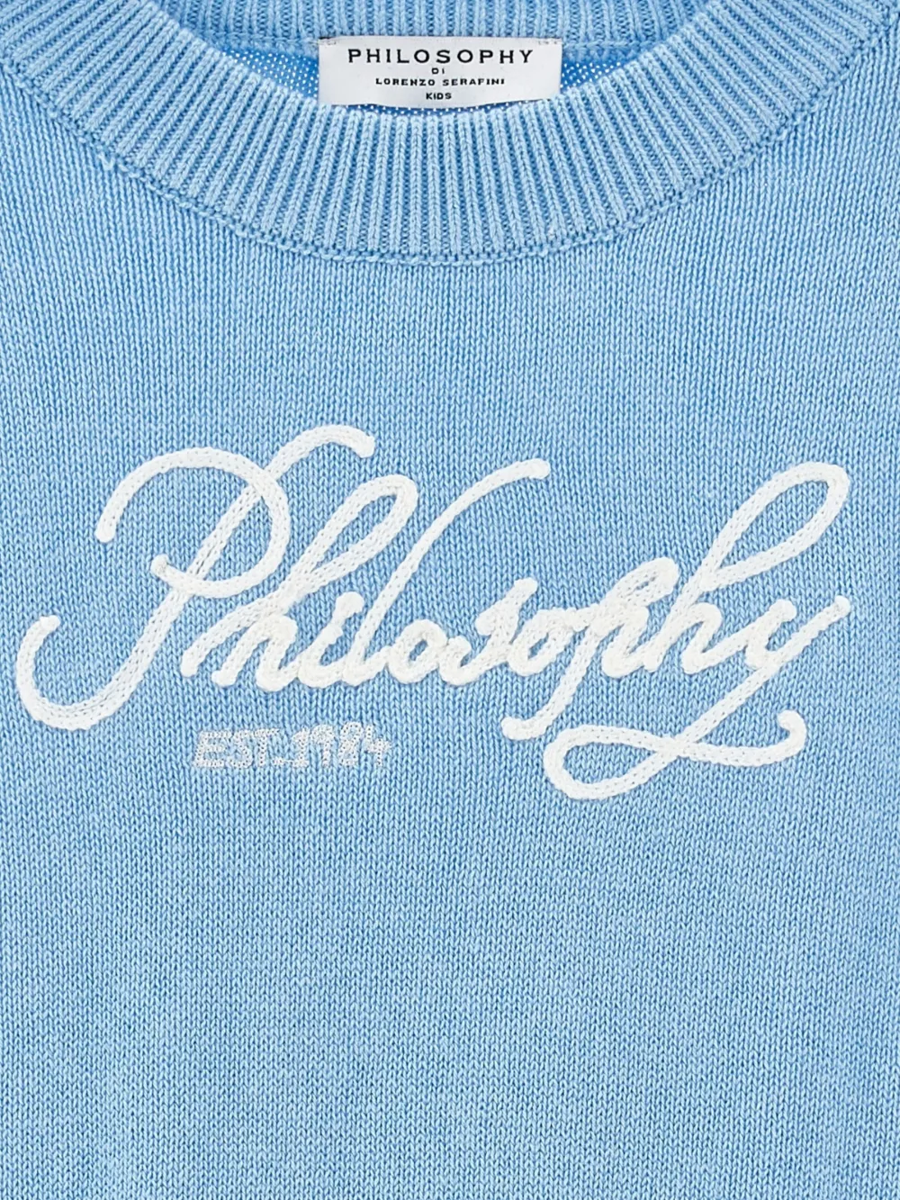 Топ с вышитым логотипом Philosophy Di Lorenzo Serafini Kids, синий — фото 3
