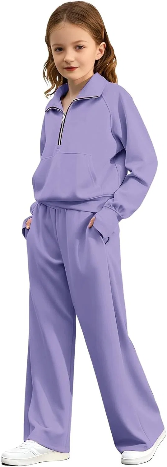 Детский спортивный костюм Purple Girls Half Zip Sweatsuit 2 Piece Set — фото 2