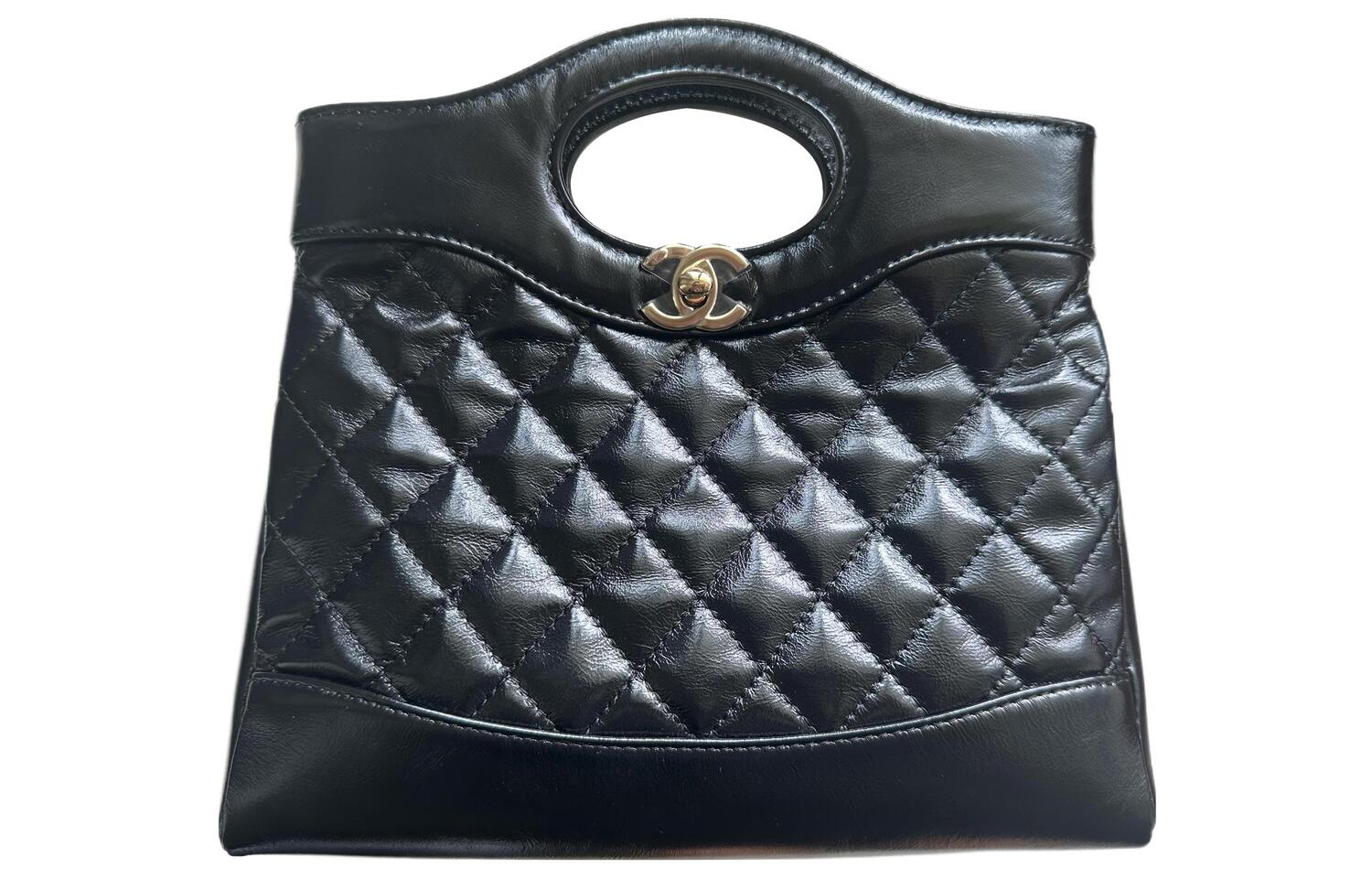 

Кожаная наплечная сумка из вощеной кожи, кросс-боди, миниатюрная женская сумка черного цвета CHANEL