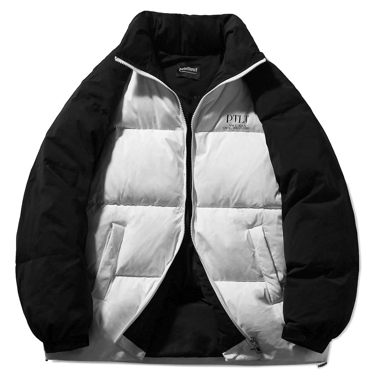 

POINTLIMIT Унисекс пуховик, White Body with Black Sleeves