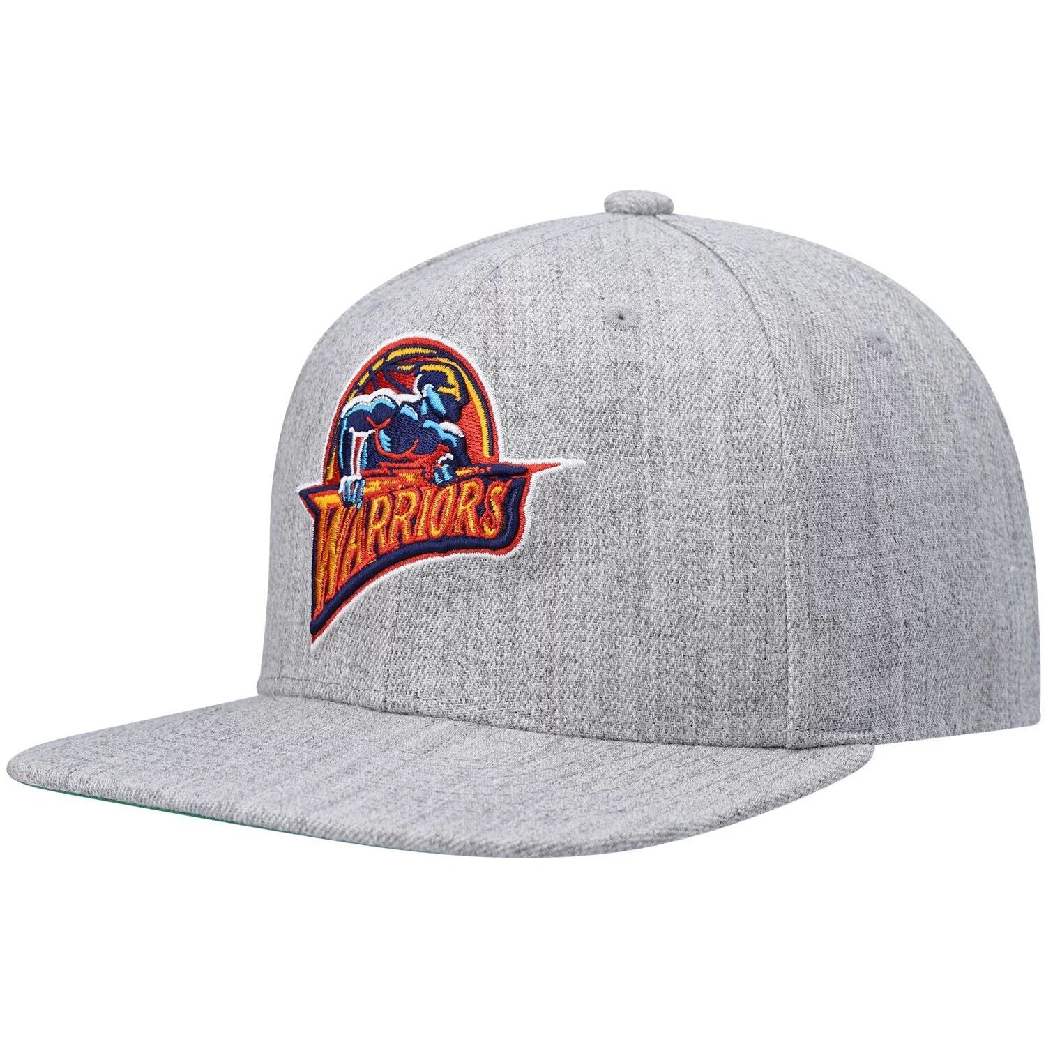 

Мужская кепка Mitchell & Ness Heathered Grey Golden State Warriors Hardwood Classics Team 2.0 Snapback