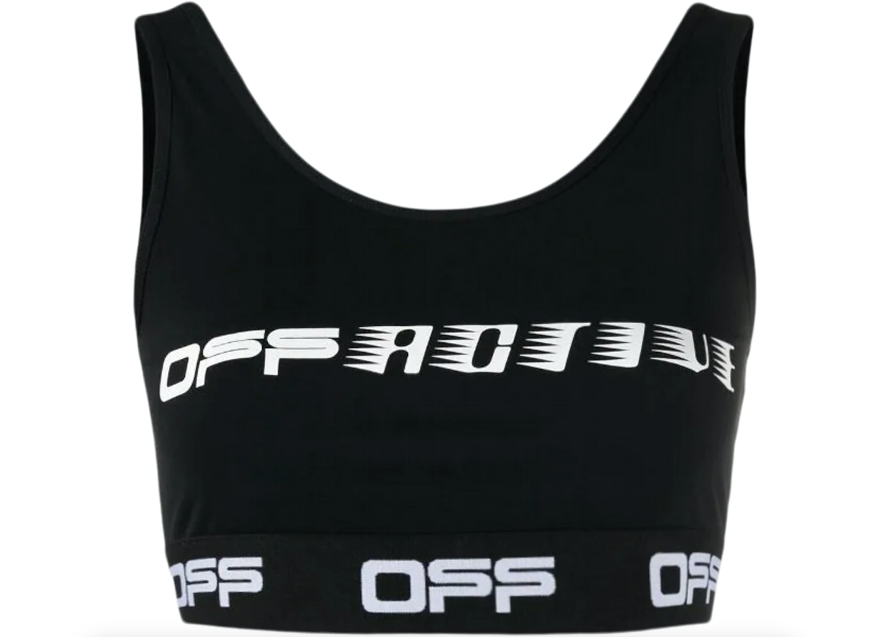 

Черный топ Chic Activewear с эластичным логотипом Off-White