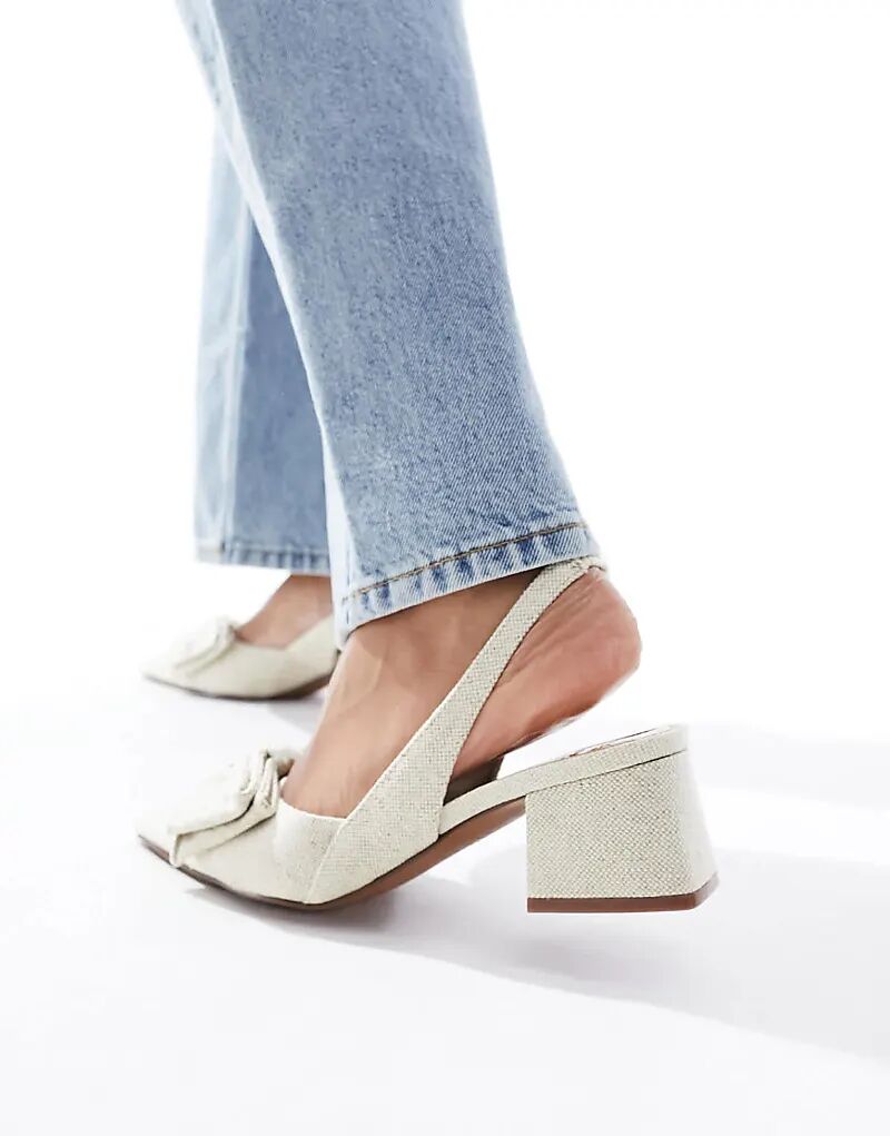 Туфли Symphony Wide Fit с открытой пяткой и каблуком средней высоты, натуральный цвет ASOS DESIGN — фото 3
