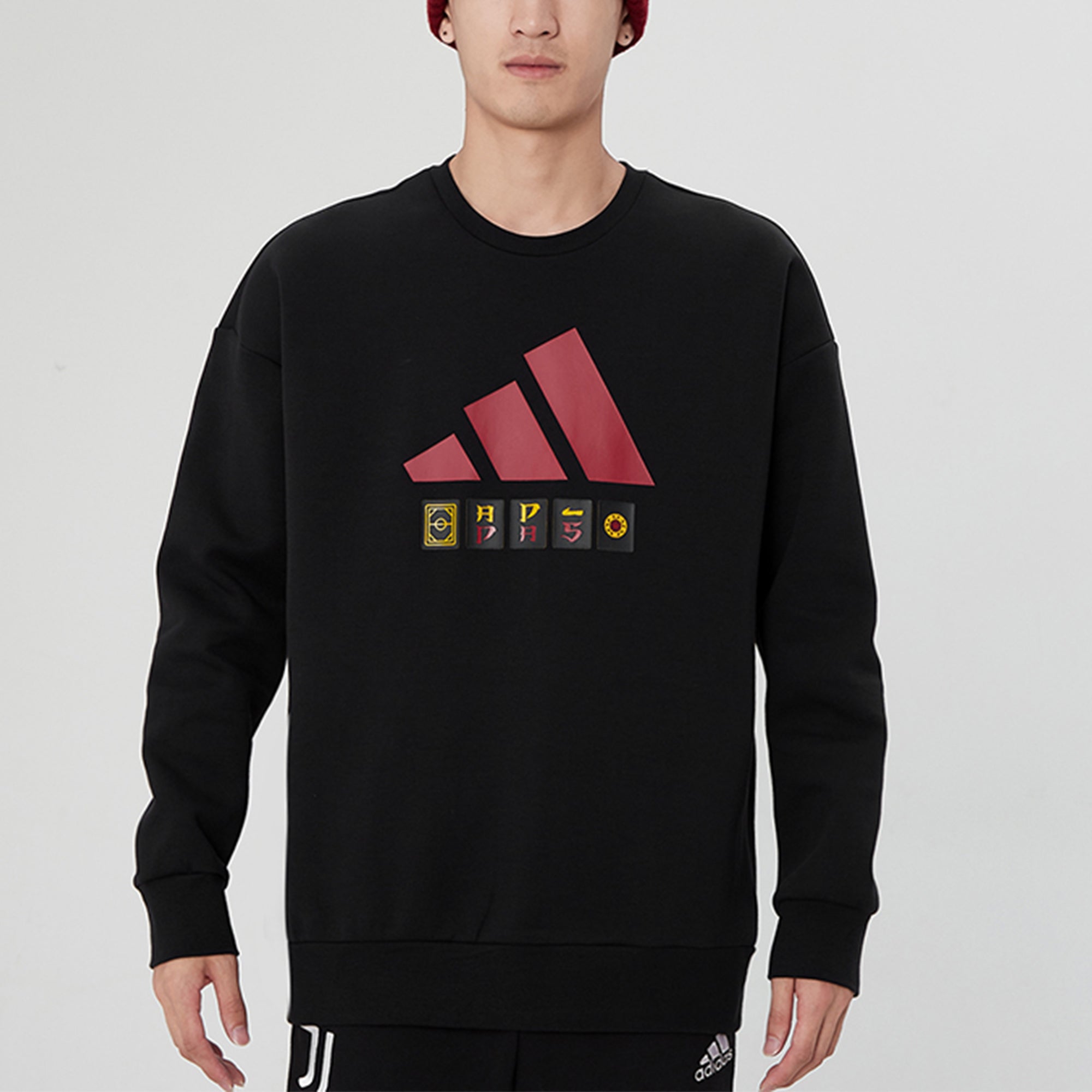 Худи Men's adidas Large Logo Athleisure Casual Sports Loose Round Neck Pullover Black H39214 — фото 2
