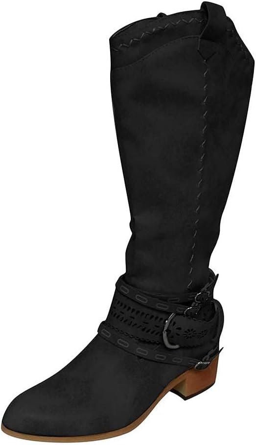 

Женские сапоги Hbeylia в стиле бохо, винтажные с кружевом, металлической пряжкой, черный